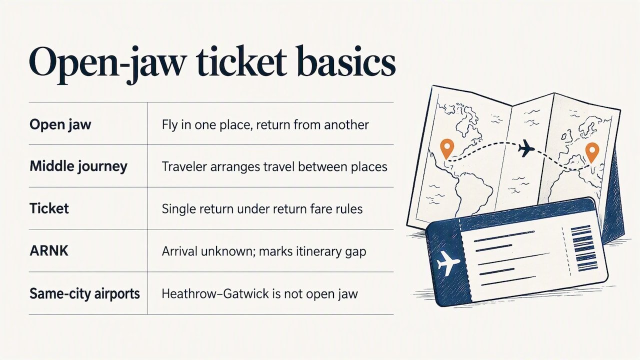 What open jaw means on a flight ticket — overview diagram