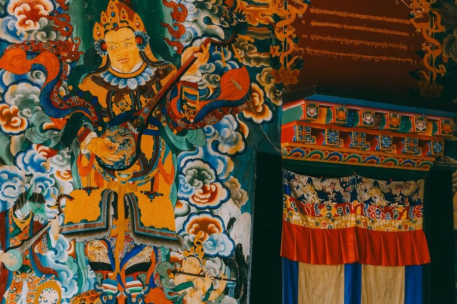 The painted doorway of a Himalayan Buddhist monastery