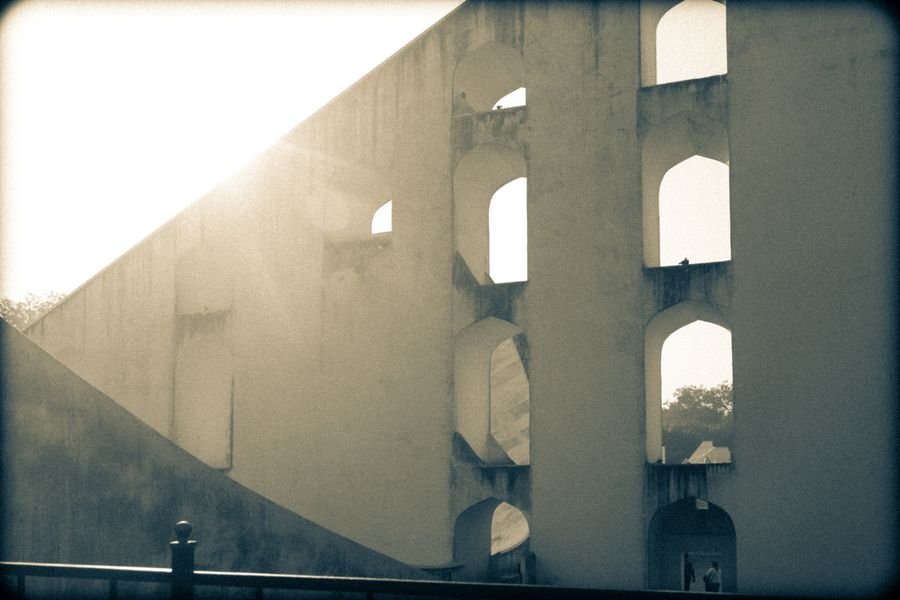 One of the large stone instruments at the Jantar Mantar observatory in Jaipur