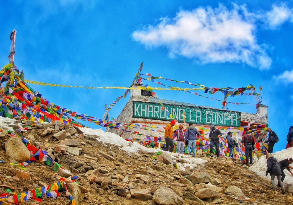 Prayer flags at the Khardung La pass