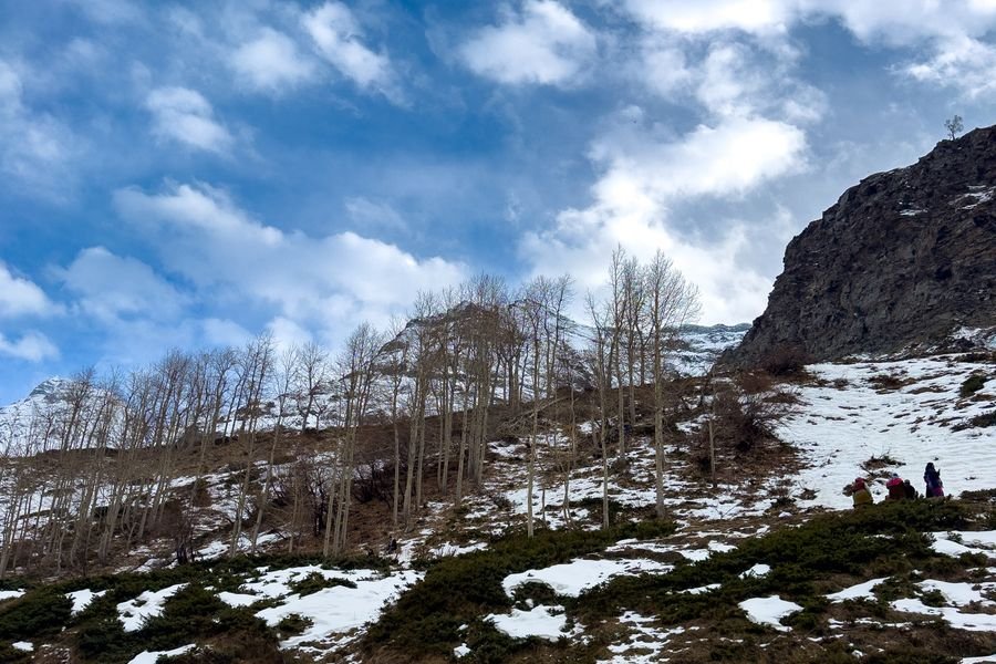 A bare rocky slope under a high blue sky in Ladakh