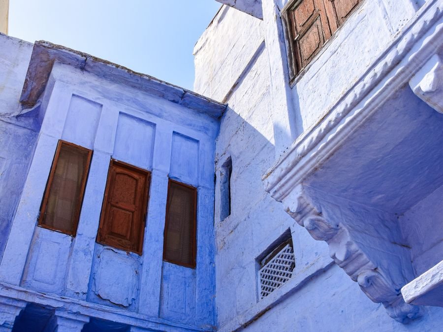 Blue-painted houses in the old city of Jodhpur